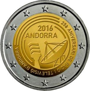 Andora 2 euro 2016 25-lecie powstanie publicznego Andorskiego Radia i Telewizji