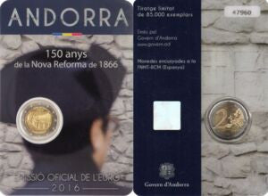 Andora 2 euro 2016 50 rocznica wprowadzenia Nowej Reformy w 1866 roku