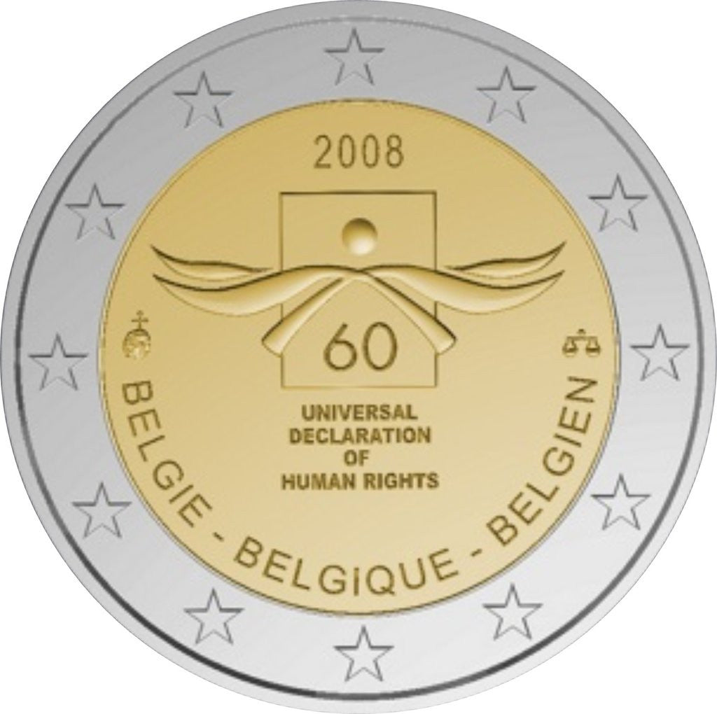 Belgia 2 euro 2008 60-lecie powstania Powszechnej Deklaracji Praw Człowieka (Belgia)