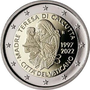 Watykan 2 Euro 2022 25. rocznica śmierci Matki Teresy z Kalkuty