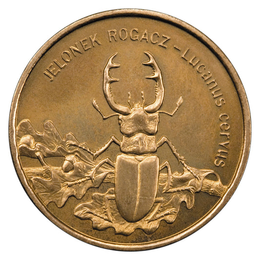 2 zł 1997 - Zwierzęta świata: Jelonek rogacz (łac. Lucanus cervus)