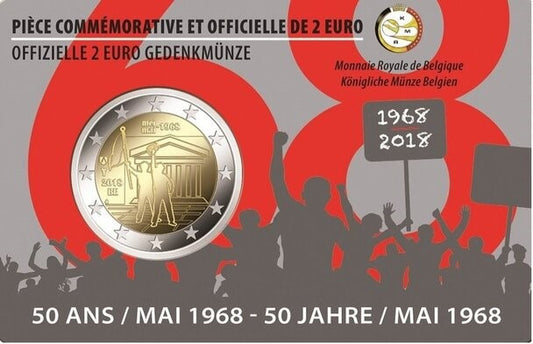 Belgia 2 euro 2018 50 rocznica buntu studenckiego z maja 1968 r. (wersja francuska)
