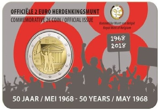 Belgia 2 euro 2018 50 rocznica buntu studenckiego z maja 1968 r. (wersja niderlandzka)