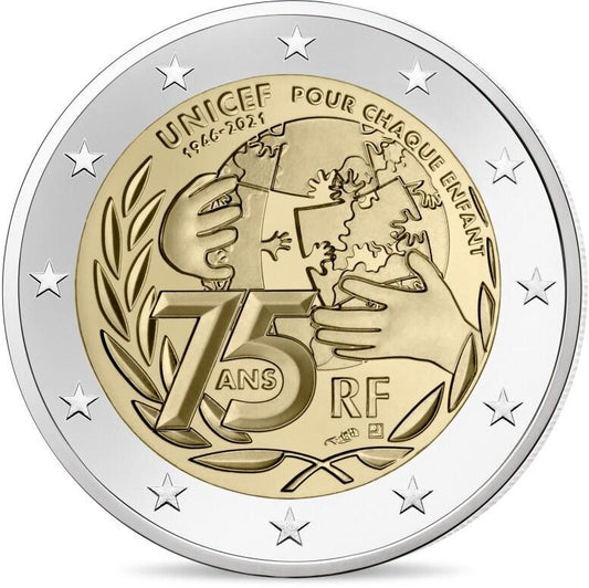 Francja 2 euro 2021 75-lecie założenia UNICEF