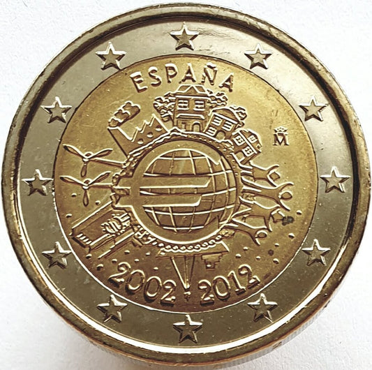 Hiszpania 2 euro 2012 10-lecie banknotów i monet euro (Hiszpania)