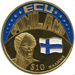 Liberia 10 Dolarów 2001 ECU - Finlandia