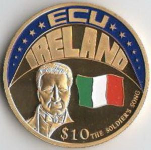 Liberia 10 Dolarów 2001 ECU- Irlandia