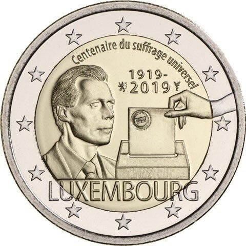 Luksemburg 2 euro 2019 100 rocznica powszechnych praw wyborczych w Luksemburgu