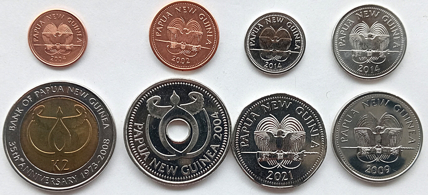 Papua Nowa Gwinea zestaw różnych monet toea i kina