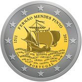 Portugalia 2 euro 2011 500 rocznica urodzin Fernão Mendesa Pinto