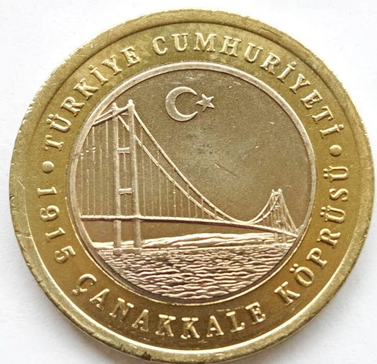 Turcja 1 Lira 2022 Most Çanakkale z 1915 r.