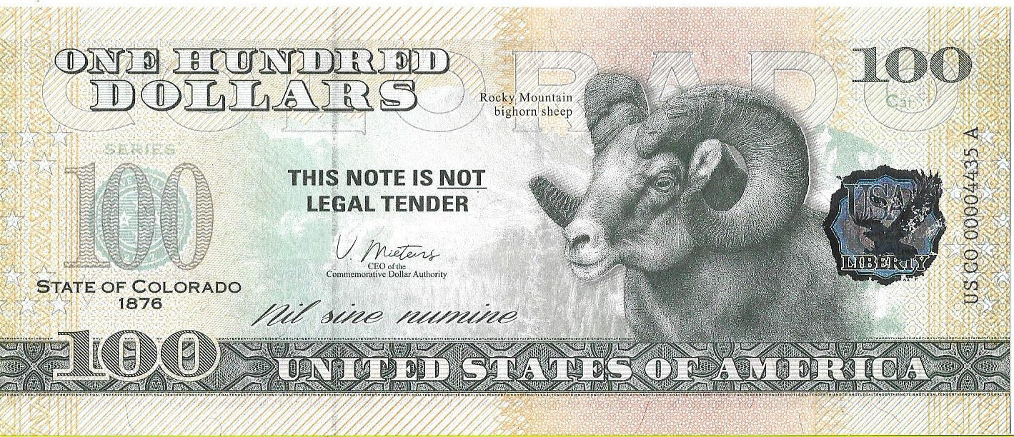 USA 100 Dolarów 2022 Colorado Commemorative Dollar