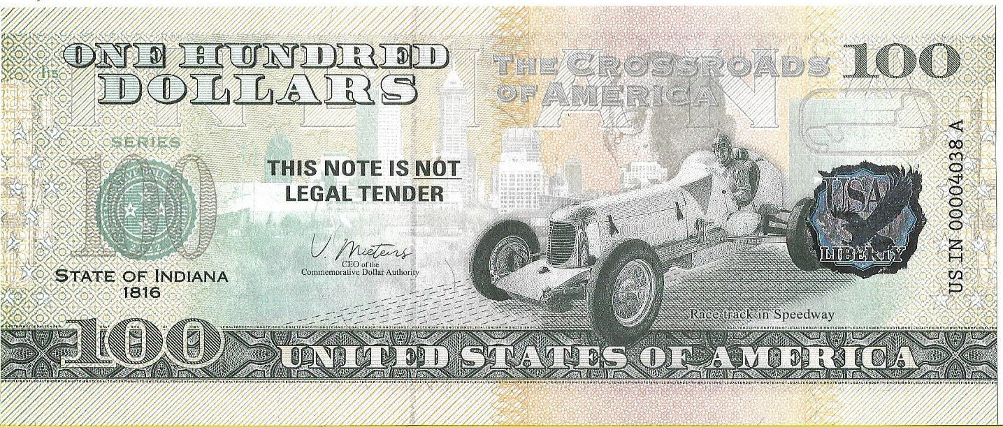 USA 100 Dolarów 2022 Indiana Commemorative Dollar