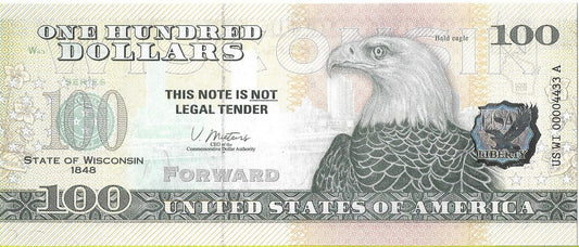 USA 100 Dolarów 2022 Wiscnsin Commemorative Dollar