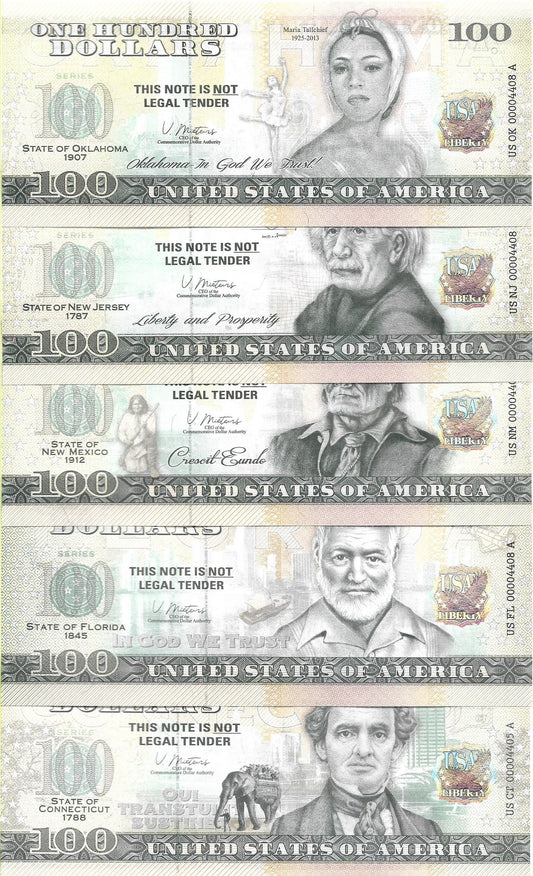 USA 100 Dolarów 2022 Zestaw 50 Sztuk Commemorative Dollar