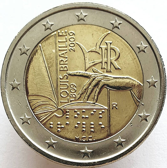 Włochy 2 euro 2009 200 rocznica urodzin Louis'a Braille’a