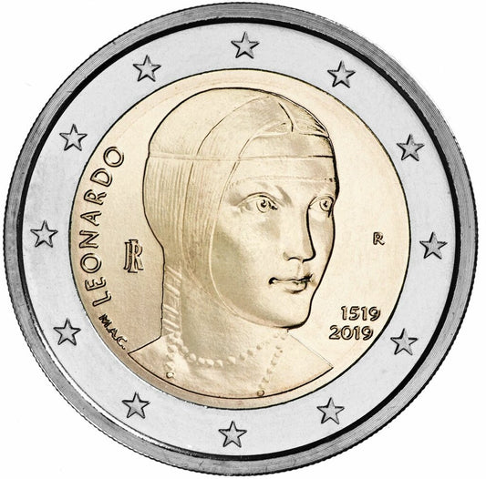Włochy 2 euro 2019 Pamięci Leonardo da Vinci w 500 rocznicę śmierci