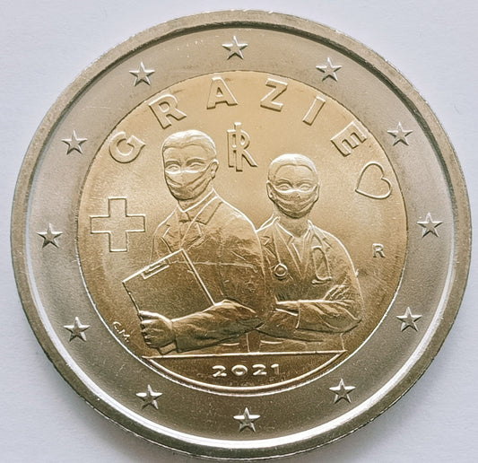 Włochy 2 euro 2021 W podziękowaniu dla pracowników ochrony zdrowia