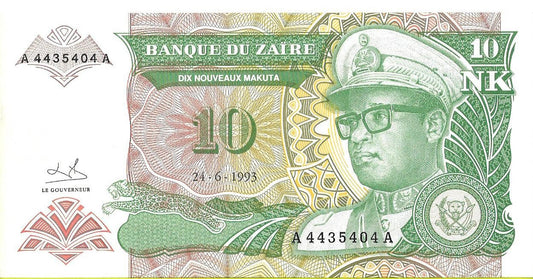 Zair 10 Makuta 1993 - UNC