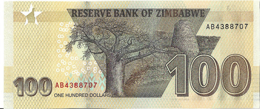 Zimbabwe 100 Dolarów 2020 - UNC
